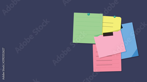 Colorful sticky notes floating in dark space