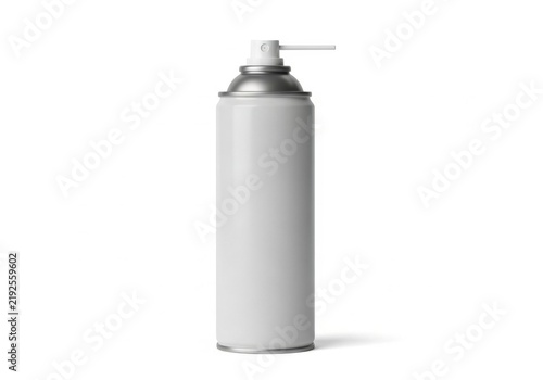Blank white aerosol can with applicator nozzle for product mockup