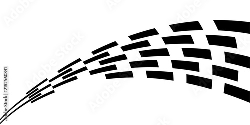 Abstract black curved lines, sense of speed, acceleration, and dynamic motion on a white backgrounds.