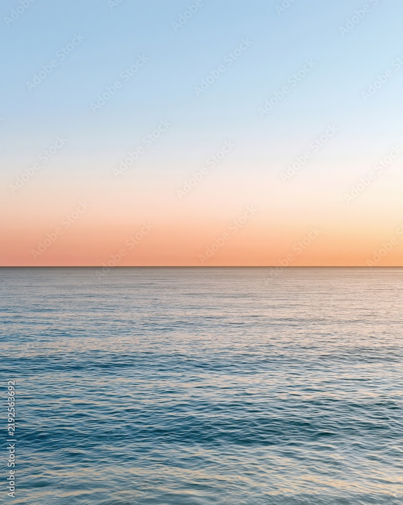 Fototapeta premium Abstract ocean horizon with pale gradient sky showcasing varied depths during sunset