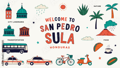 Welcome to San Pedro Sula, Honduras - Travel and Tourism Concept