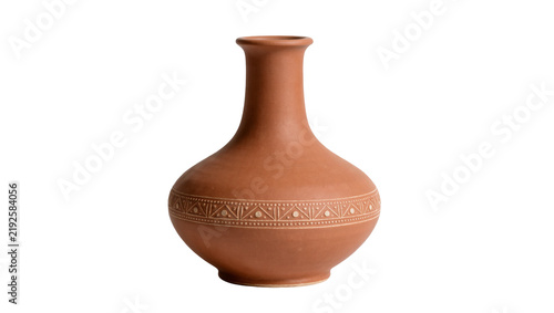 Obraz na płótnie Terracotta amphora with geometric pattern, isolated on transparent background
