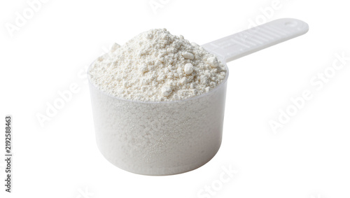 White protein powder scoop, isolated on transparent background