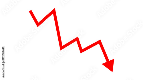 Foto Red arrow pointing down isolated on transparent background