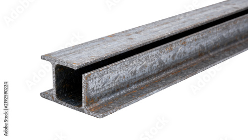 Fotografía Gray metal I-beam profile with textured surface, isolated on transparent backgro