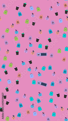 фотографія Sustainability icons pattern on pink background