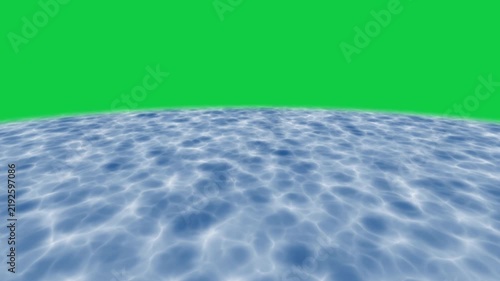Curved Blue Water Surface Caustics Wave Motion Loop with Chroma Key Green Screen Background