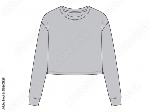 Crop long sleeve t shirt, vector isolated on white