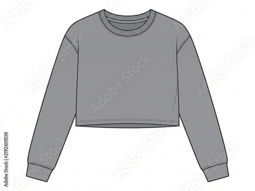 Crop long sleeve t shirt, vector isolated on white