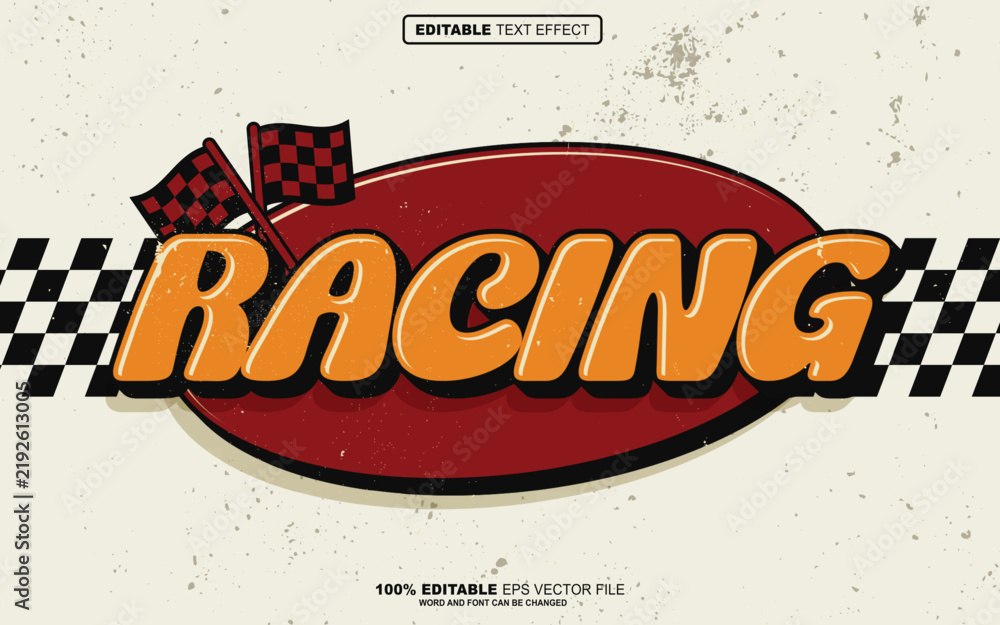 Obraz premium Vintage Racing 3D editable text effect