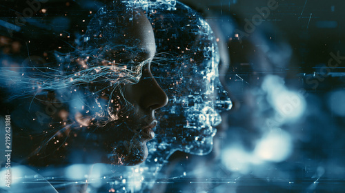 AI human brain connection conceptual technology and digital mind data network