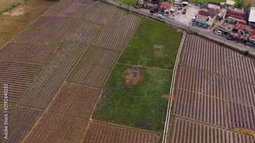 Aerial View of Empty Rice Field