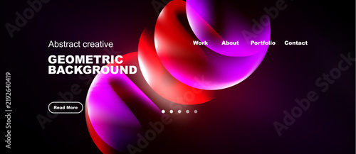 Dynamic fluid shapes, vibrant colors, dark background. Modern design elements suggest website header or promotional material.