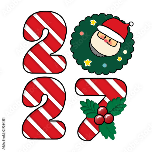 christmas icons set, Kawaii number plate for cute, Set of Christmas element , cute stickers, Christmas 2027