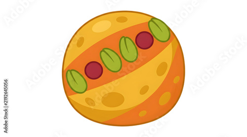 Gourmet round cookie with pistachios and cranberries, sweet butter biscuit with nuts and dried fruit, artisanal bakery pastry on white background