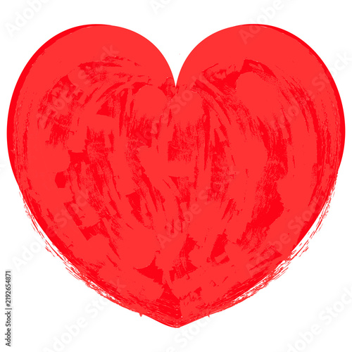 Red Grunge Heart Vector Icon Brush Stroke Love Symbol