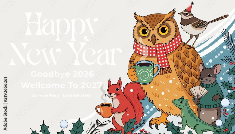 Fototapeta premium New Year Celebration with Animals