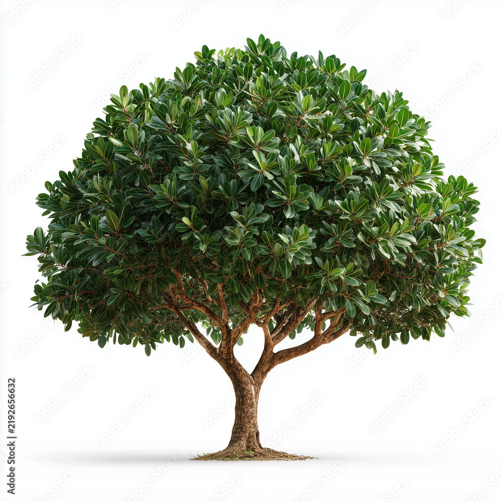 Obraz premium Small Round Deciduous Tree Canopy Isolated on White Background
