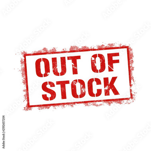 Red out of stock rubber stamp seal icon for retail business and commerce