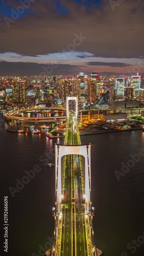 Time lapse of Traffic on bridge in tokyo, Japan.