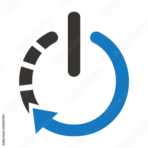 Reboot or restart logo icon technology,  simple flat design vector.