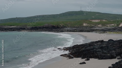 Rocky coastline and sandy beach on Barra Island in the Outer Hebrides, Scotland, UK - 10 September 2026.