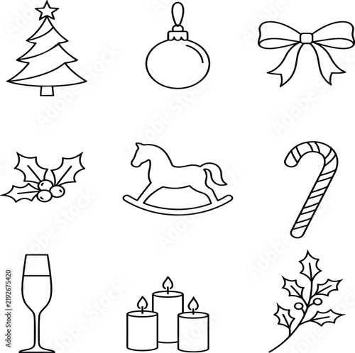 Christmas Holiday Doodle Clipart Set – Cute Winter & Festive Line Art