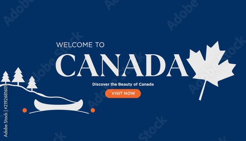 Welcome to Canada - Maple Leaf, Canoe, Trees, Travel Information