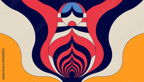 vibrant abstract design with red, blue and orange shapes