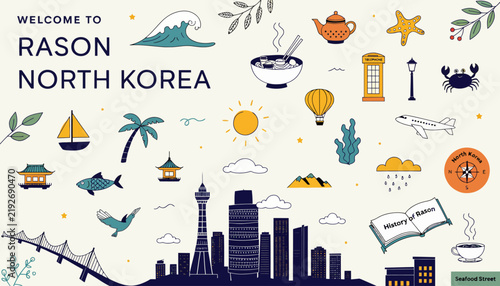 Welcome to Rason, North Korea - Travel Illustration & Icons