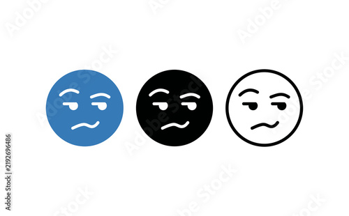 Obraz na płótnie Minimalist cynical emoji set displaying skeptical facial expressions with rollin