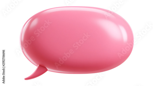 A pink 3d chat bubble with thick rounded edges