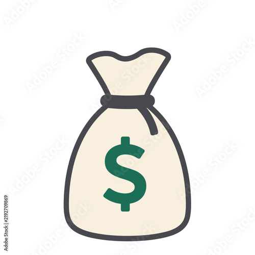 Obraz na płótnie A tan drawstring money bag marked with a dollar sign, a shorthand for wealth