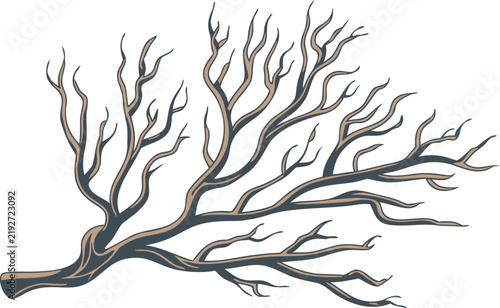 coral branch silhouette vector illustration, delicate sea coral reef element isolated on white background