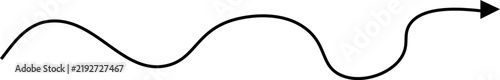 Wavy arrow line vector. Features a curved horizontal direction pointer with smooth loops. Clean black graphic for data flow charts, infographics, and navigation mapping directions.