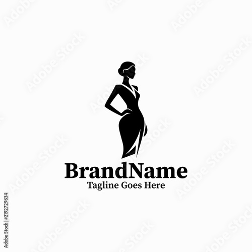Woman Fashion Model Icon Vector Logo — Black Image Premium Lifestyle Mascot Isolated on White Background