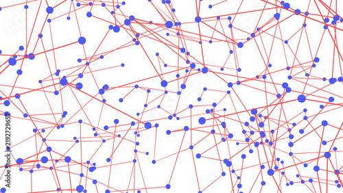 Abstract network background with blue nodes connected by thin red lines on a transparent surface. Modern geometric pattern suitable for technology, data, communication, and digital design themes, png