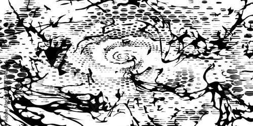 Black and White Abstract Grunge Liquid Swirl Pattern, Vector EPS10