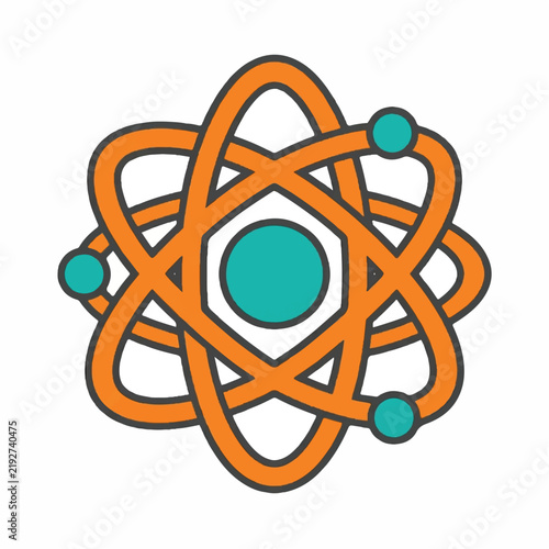 Atom Model Icon Symbolizing Science, Physics, Chemistry and Molecular Structure for Education