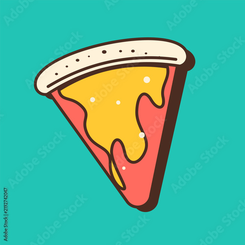 Flat pizza food icon collection featuring classic, gourmet, spicy, retro, and modern pizza designs.