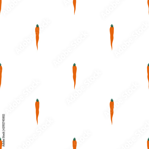 Carrot Seamless Pattern, Hand Drawn Vegetable Vector Illustration. Hand drawn carrot vector pattern with orange vegetables and green leaves arranged on white background