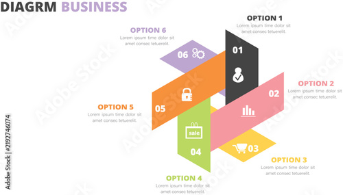 Venn diagram business infographic circle chart template 6 options