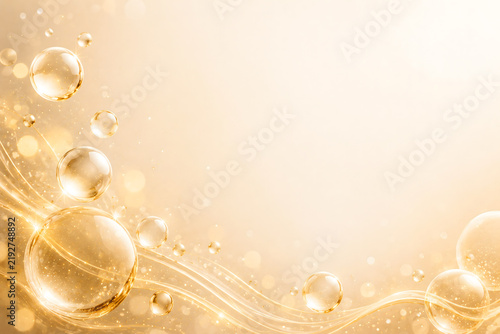 Champagne Inspired Golden Bubbles Abstract Background with Luxury Copy Space