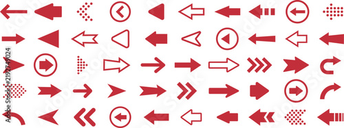 Arrows set icons. Red arrow icon. Arrow vector collection. Arrow and cursor. Collection different arrows sign. Modern simple arrows.