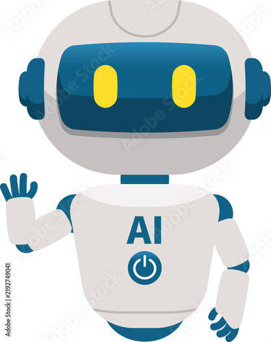 Obraz w ramie 手を振るかわいいAIロボットのイメージイラスト
