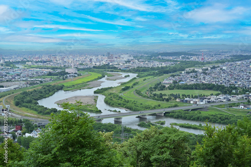 嵐山から見た北海道旭川市の風景