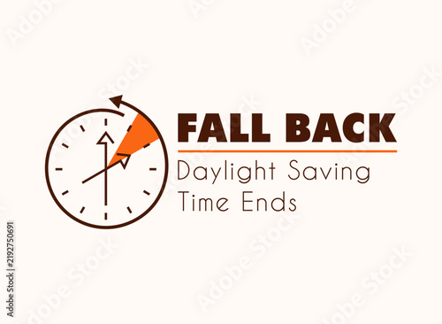 Fall back. Daylight saving time ends vector illustration with clock turning back one hour concept design.