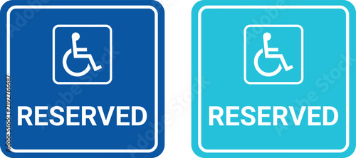 Reserved accessibility parking space signs with wheelchair icon