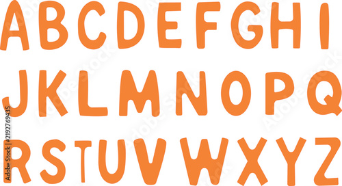 Hand Drawn Alphabet Letters A to Z, Colorful Kids Learning Typography Set