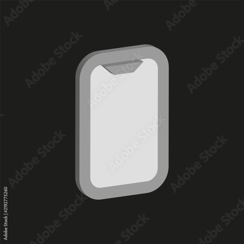 Smartphone device screen vector shape features isometric 3d mockup. It represents creative tech gadget.